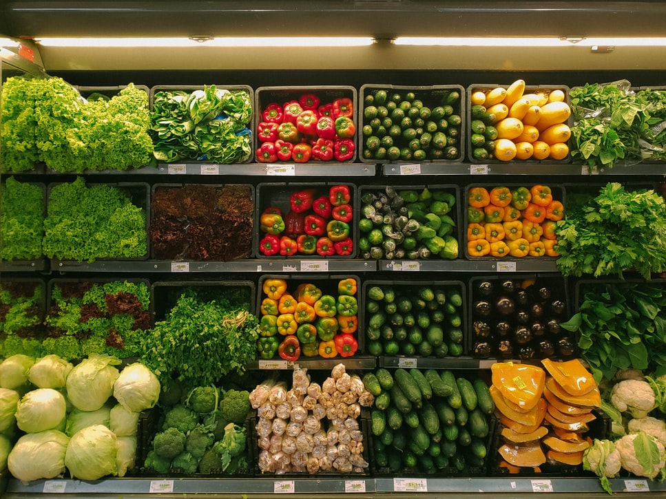 Vegetables in a grocery market for living on a budget in New York